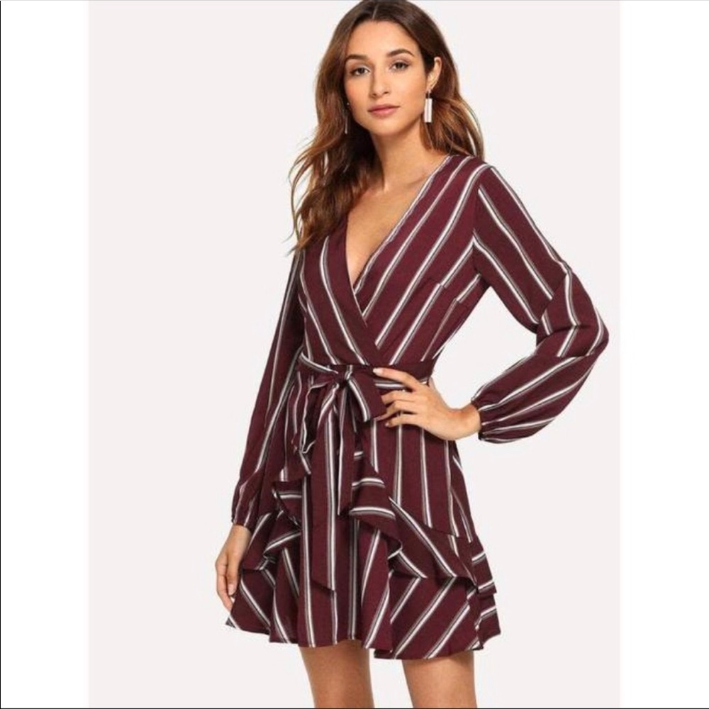 Stripped Self Tie Dress